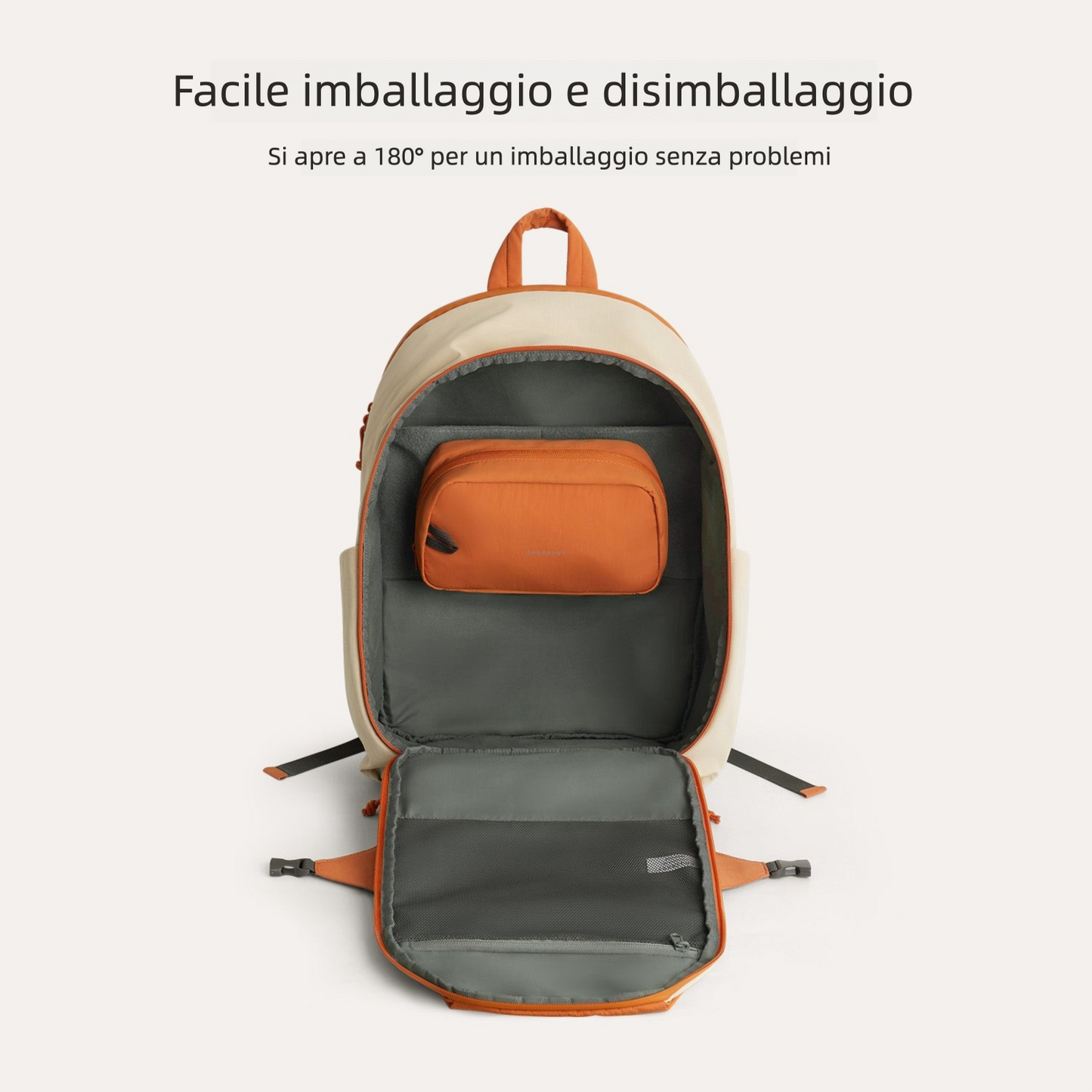 Zaino da viaggio Soar 25L con apertura a 180° – Set completo