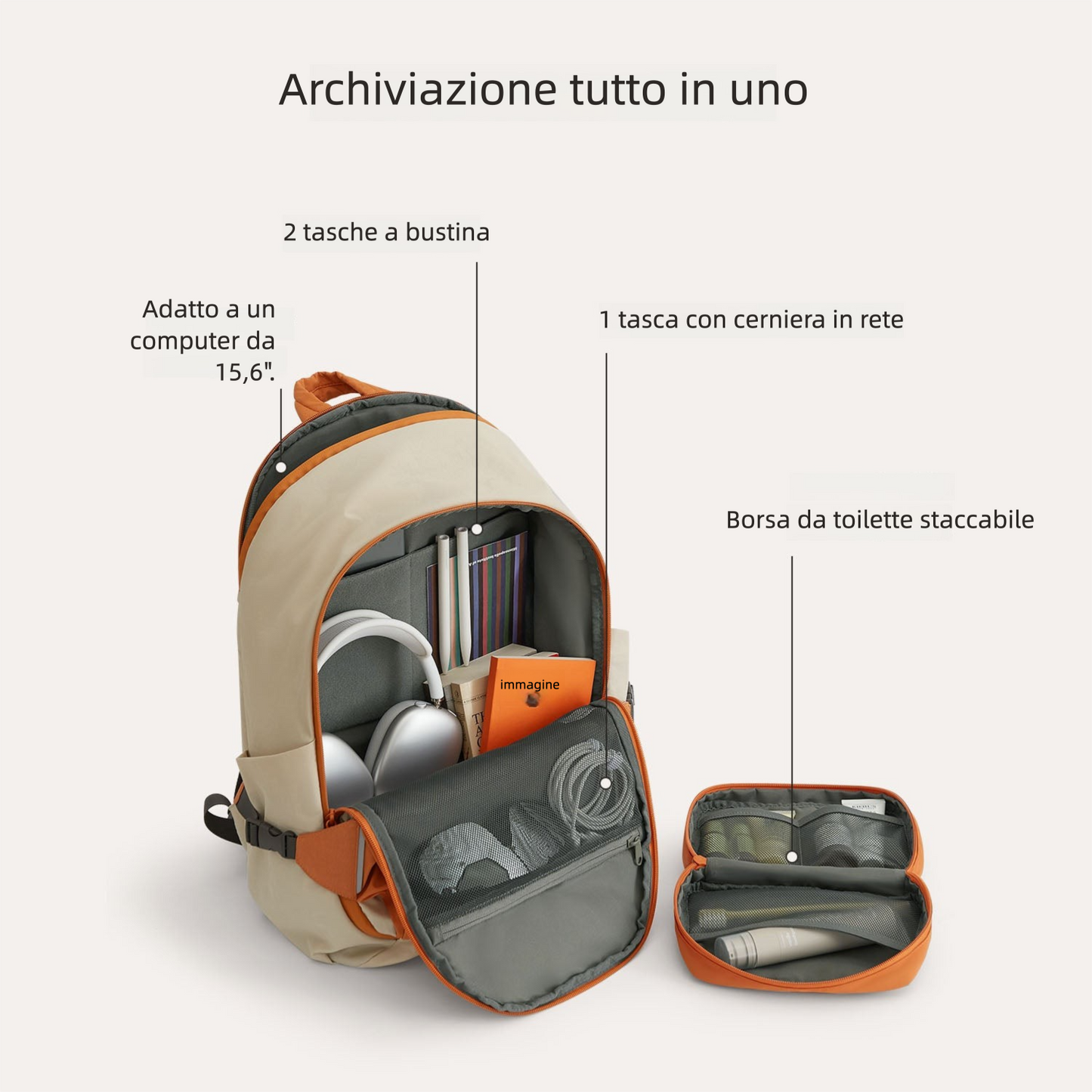 Zaino da viaggio Soar 25L con apertura a 180° – Set completo