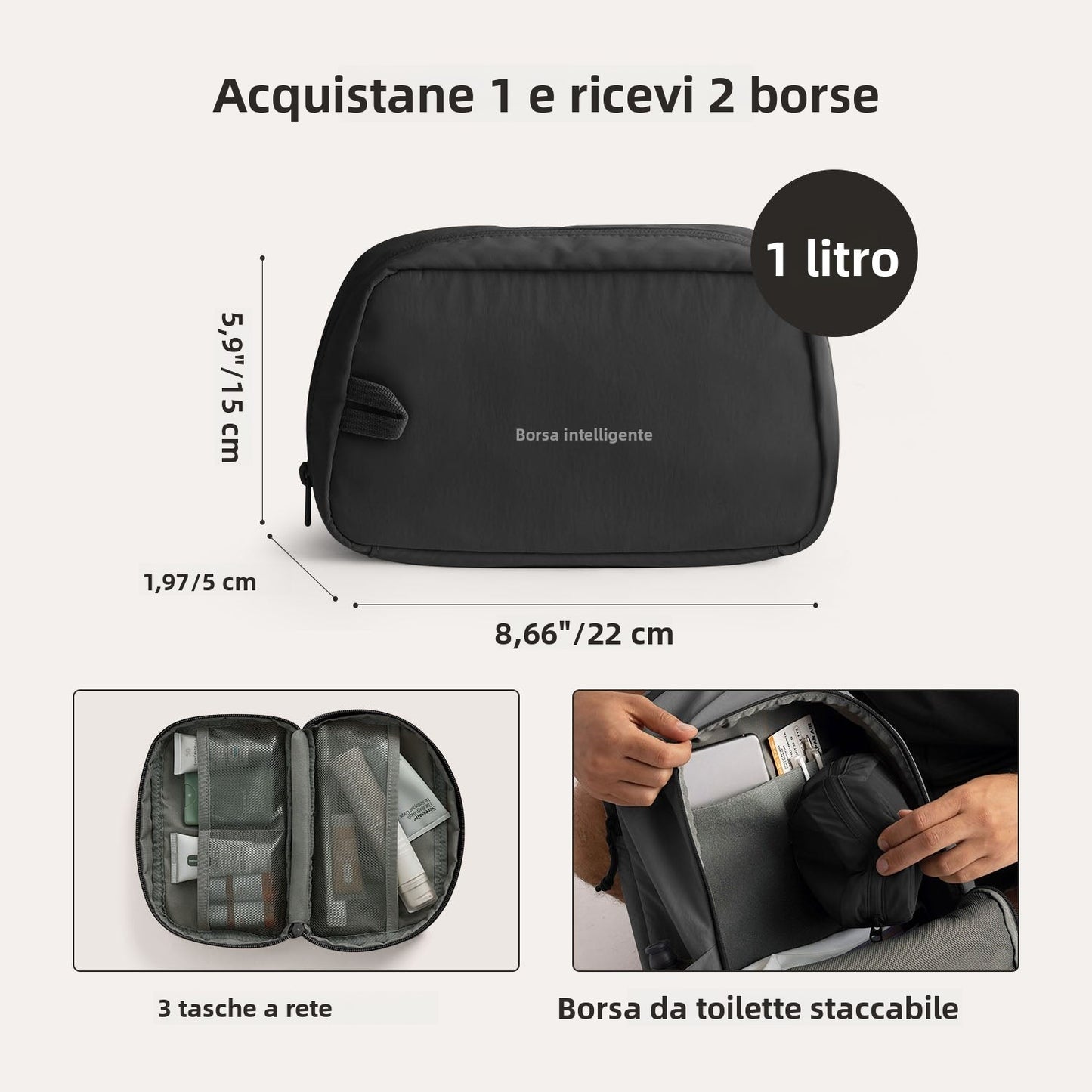 Zaino da viaggio Soar 25L con apertura a 180° – Set completo
