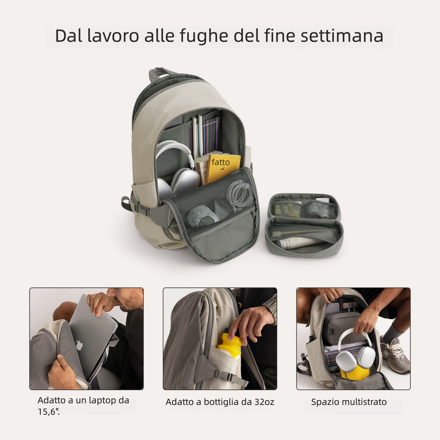 Zaino da viaggio Soar 25L con apertura a 180° – Set completo