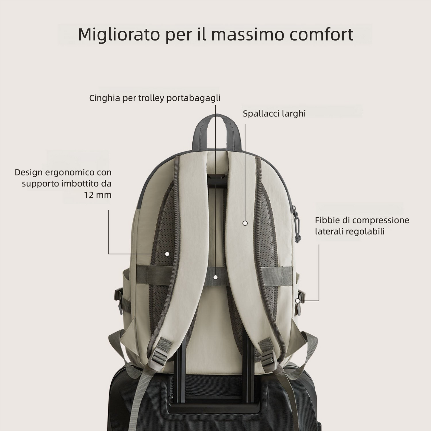 Zaino da viaggio Soar 25L con apertura a 180° – Set completo