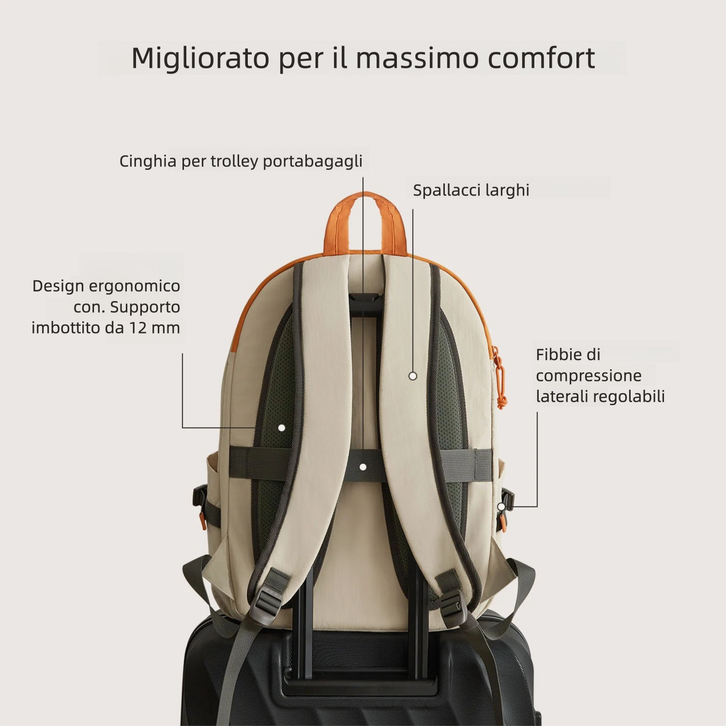 Zaino da viaggio Soar 25L con apertura a 180° – Set completo